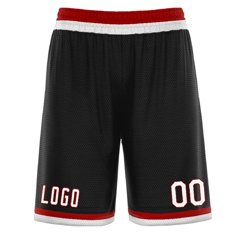 Men's basketball shorts unique style -Custom Black White Red Basketball Shorts