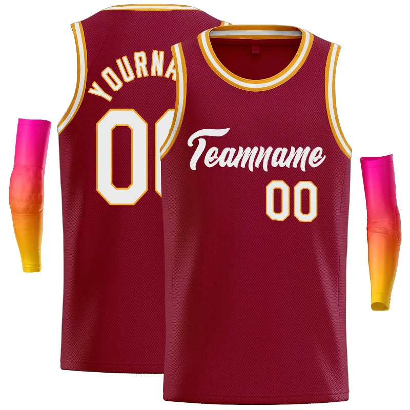 Basketball jerseys game-worn -Custom Crimson White Classic Tops Casual Basketball Jersey