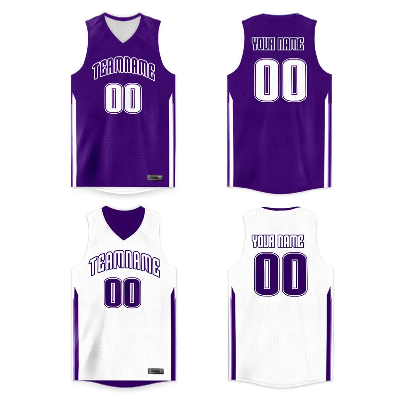 Basketball jerseys commemorative -Custom Purple White Double Side Tops Basketball Jersey