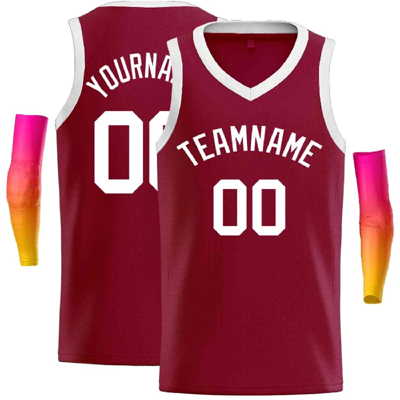 Basketball jerseys clearance -Custom Maroon White-Classic Tops Men Casual Basketball Jersey