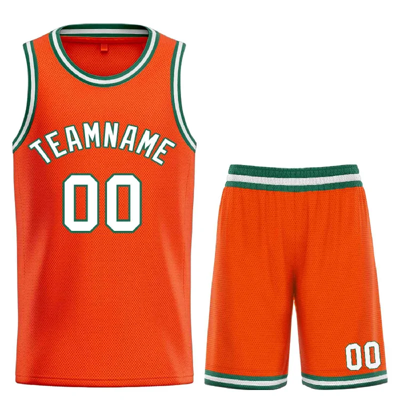 Basketball jerseys yellow -Custom Orange White-Green Bull Classic Sets Basketball Jersey