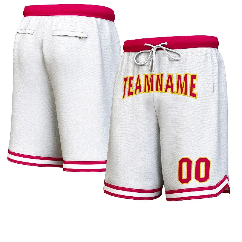 Basketball socks durable-court -Custom White Maroon-Yellow Personalized Basketball Shorts