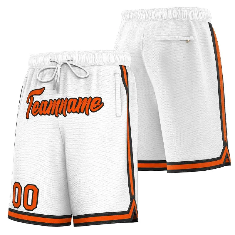 Men's basketball shorts budget outfit -Custom White Orange-Black Sport Basketball Shorts