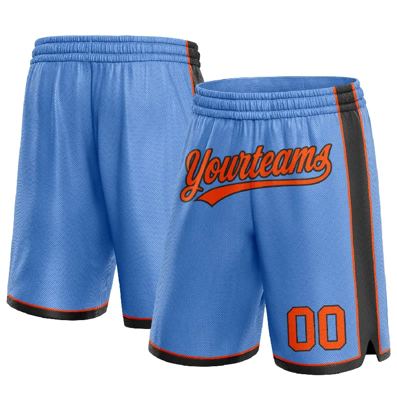 Men's basketball shorts team edition -Custom Light Blue Orange-Black Authentic Basketball Shorts