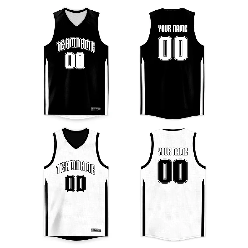 Basketball jerseys team-fan -Custom Black White Double Side Tops Sports Basketball Jersey