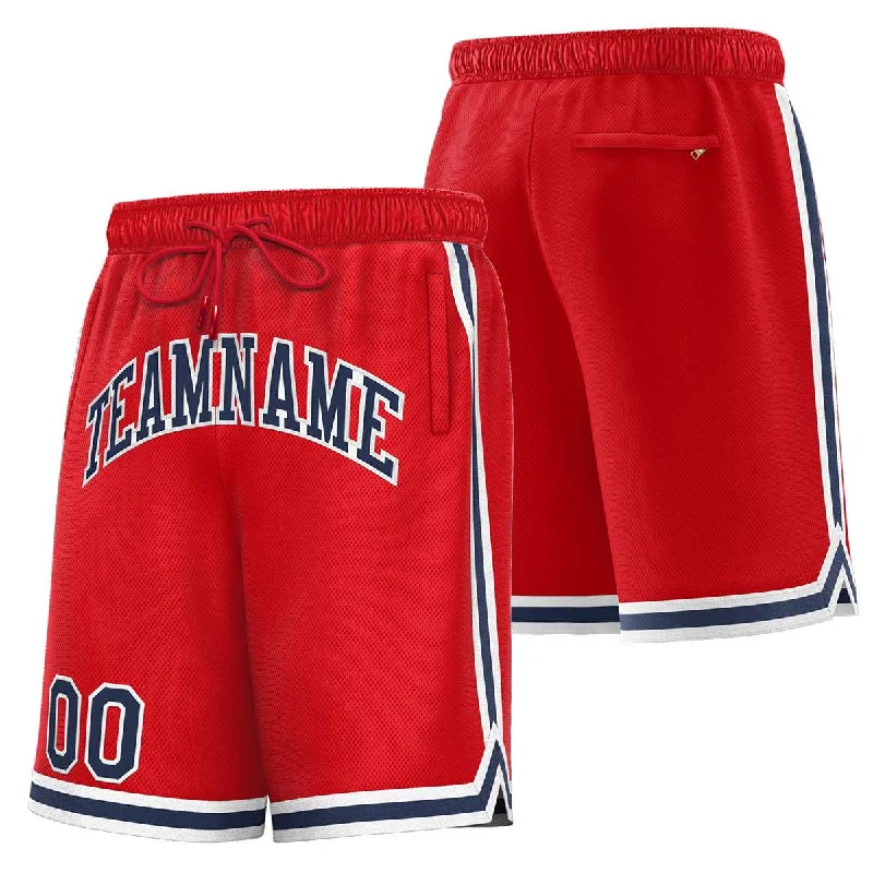 Men's basketball shorts player sale -Custom Red Navy-White Sport Basketball Shorts