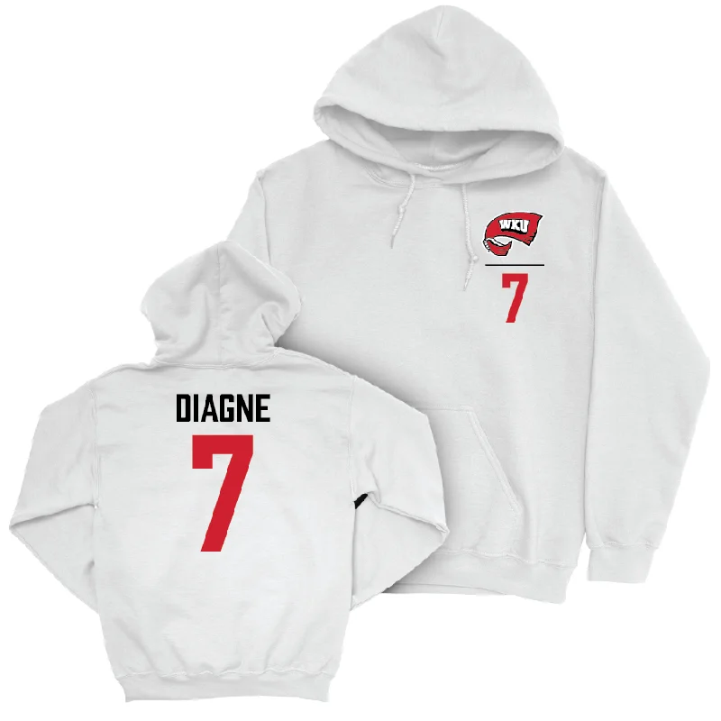 Men's basketball hoodie unique hoodie -WKU Men's Basketball White Logo Hoodie - Fallou Diagne | #7