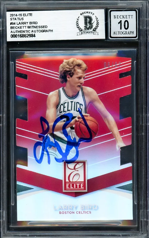 Basketball cards collector-favorite -Larry Bird Autographed 2014-15 Elite Status Card #94 Boston Celtics Auto Grade Gem Mint 10 #06/67 Beckett BAS Witness #16862984