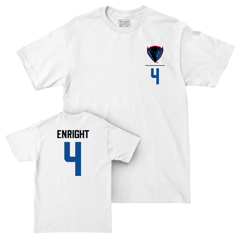 Men's basketball T-shirts team-design -DePaul Men's Basketball White Logo Comfort Colors Tee - Conor Enright | #4