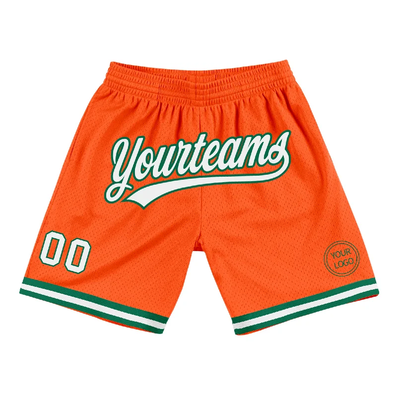 Men's basketball shorts squad bundle -Custom Orange White-Kelly Green Authentic Throwback Basketball Shorts