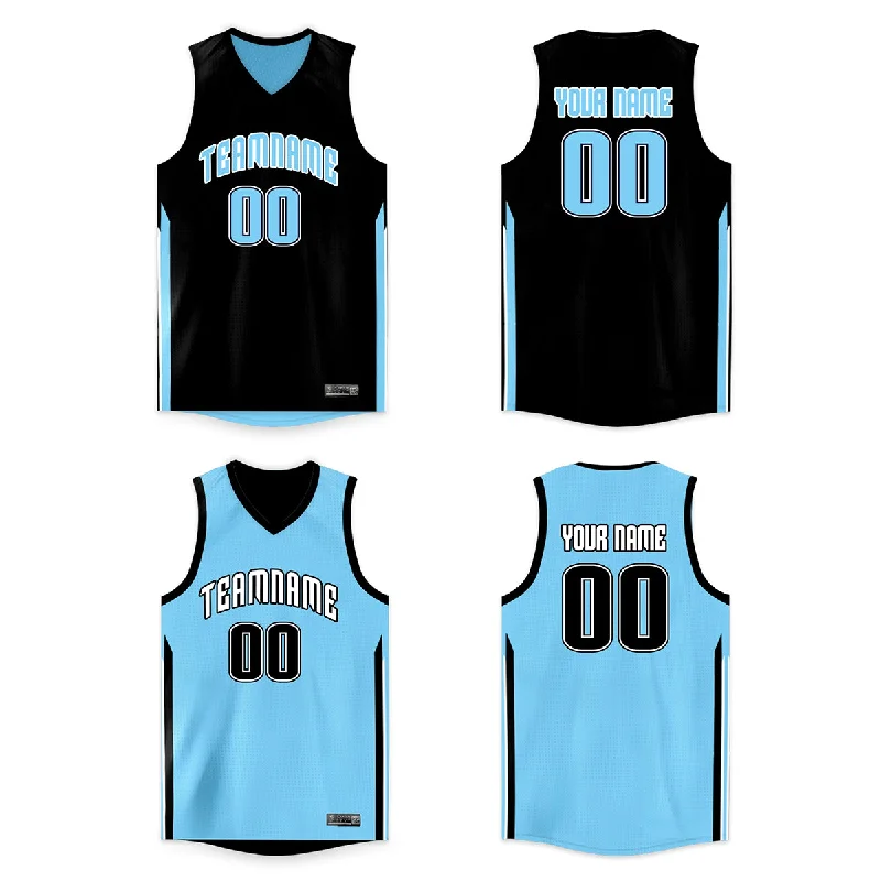 Basketball jerseys lightweight-vintage -Custom Black Blue Double Side Tops Basketball Jersey