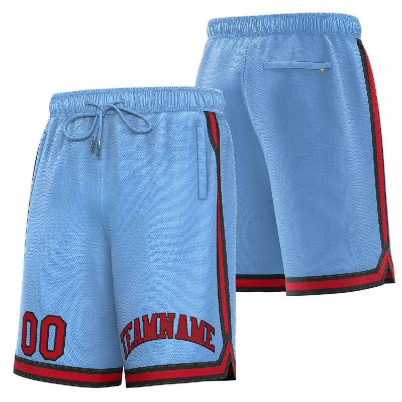 Men's basketball shorts unique pair -Custom Powder Blue Maroon-Black Sport Basketball Shorts