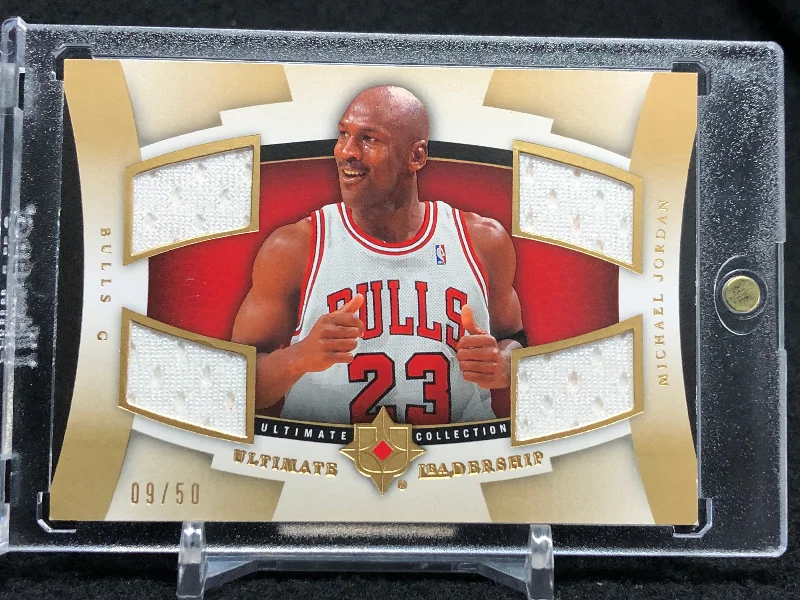 Basketball jerseys vintage-game -Michael Jordan 2007-08 Ultimate Collection Leadership Quad Jersey Gold #/50