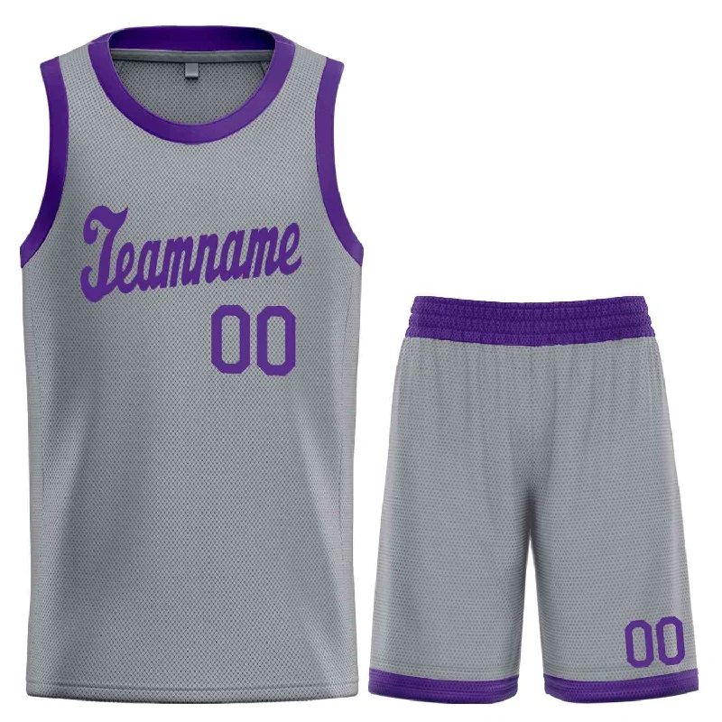 Basketball jerseys lightweight-fit -Custom Dark Gray Purple Classic Sets Sports Uniform Basketball Jersey