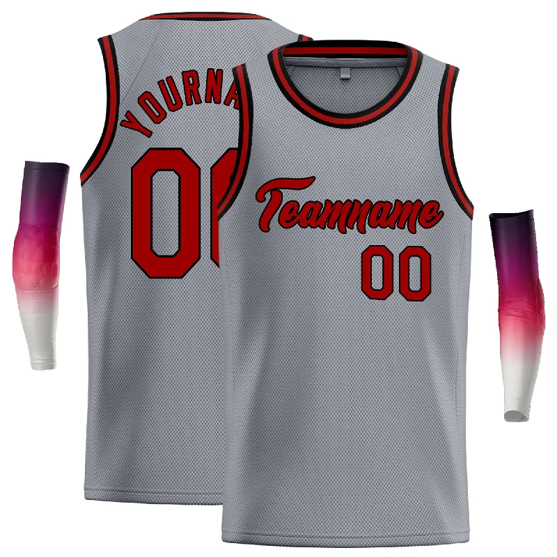 Basketball jerseys vintage-design -Custom Dark Gray Red-Black Classic Tops Casual Basketball Jersey