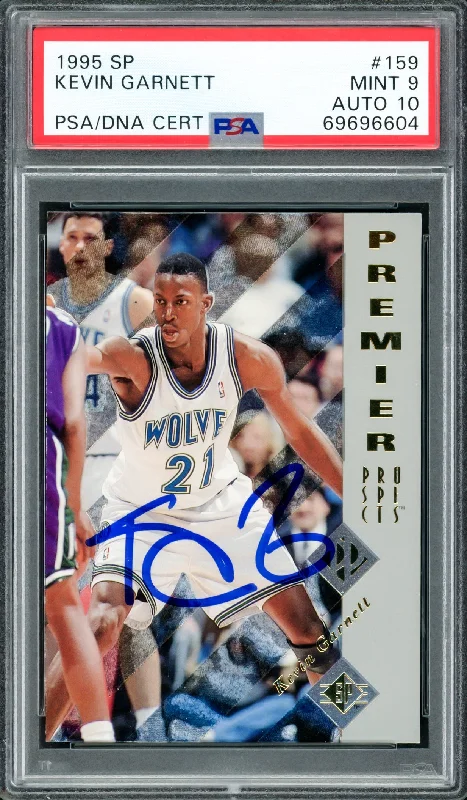 Basketball cards smooth-rare -Kevin Garnett Autographed 1995 Upper Deck SP Rookie Card #159 Minnesota Timberwolves PSA 9 Auto Grade Gem Mint 10 PSA/DNA #69696604