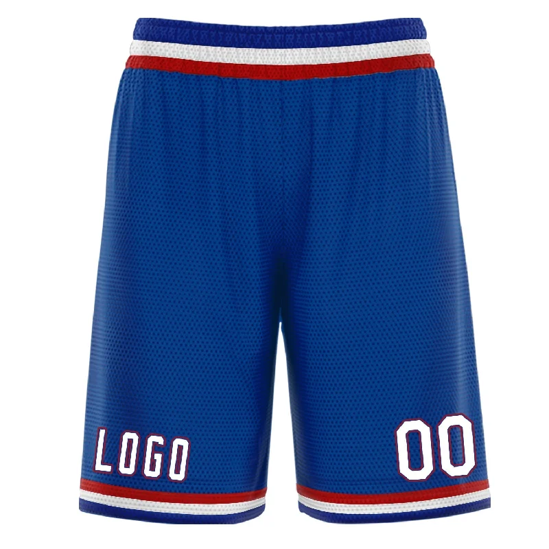 Men's basketball shorts crew kit -Custom Blue White Red Basketball Shorts