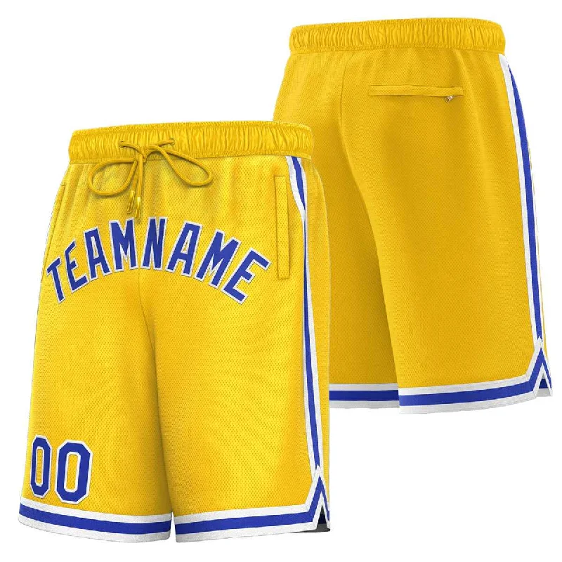 Men's basketball shorts custom sale -Custom Yellow Royal-White Sport Basketball Shorts