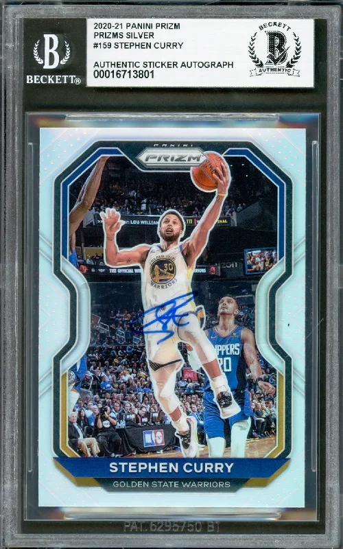 Basketball cards complete-rare -Stephen Curry Autographed 2020-21 Panini Prizm Silver Card #159 Golden State Warriors Beckett BAS #16713801