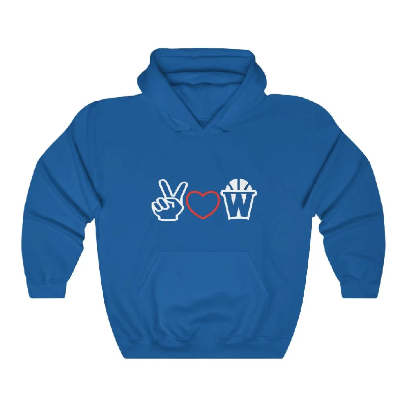 Men's basketball hoodie sport hoodies -Peace, Love and Basketball Hooded Sweatshirt in Blue