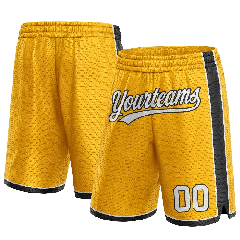 Men's basketball shorts trendy collection -Custom Gold White-Black Authentic Basketball Shorts