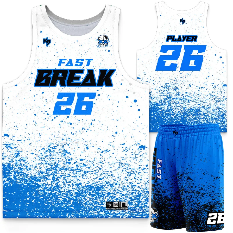 Men's basketball shorts funky prints -Fast Break Custom Basketball Uniform