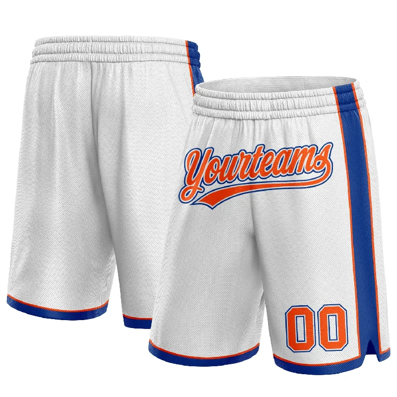 Men's basketball shorts bold design -Custom White Orange-Royal Authentic Basketball Shorts