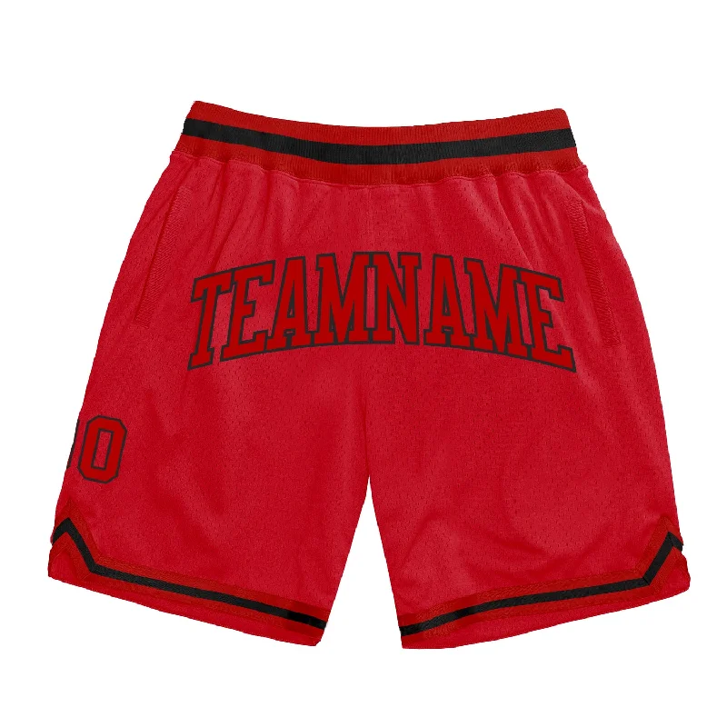 Men's basketball shorts fresh look -Custom Red Red-Black Authentic Throwback Basketball Shorts