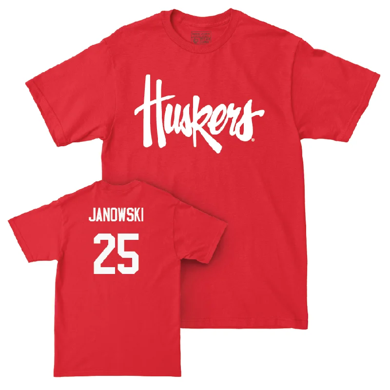 Men's basketball T-shirts retro-modern -Red Men's Basketball Huskers Tee  - Nick Janowski