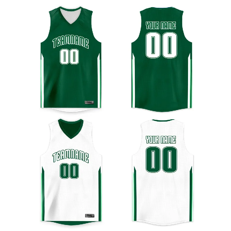 Basketball jerseys rookie -Custom Green White Double Side Tops Basketball Jersey