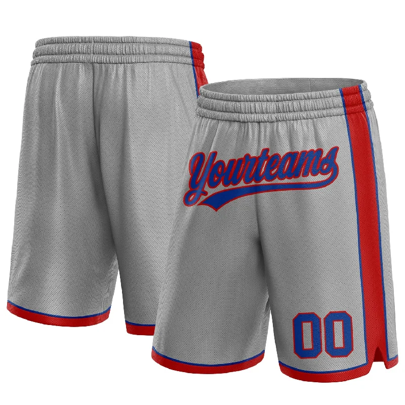 Men's basketball shorts pro deal -Custom Gray Royal-Red Authentic Basketball Shorts