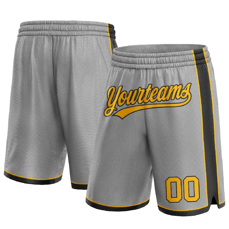 Men's basketball shorts sport offer -Custom Gray Gold-Black Authentic Basketball Shorts