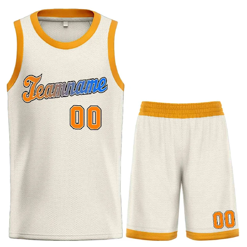 Basketball jerseys reversible -Custom Cream Orange-Black Classic Sets Sports Uniform Basketball Jersey