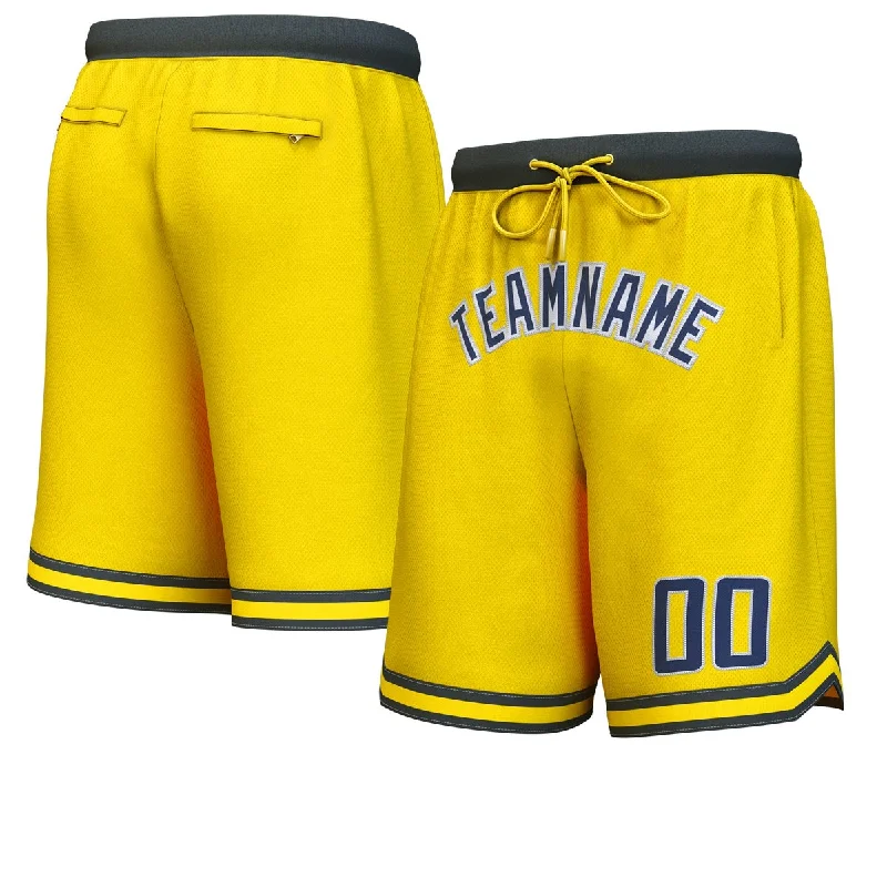 Men's basketball shorts squad must-have -Custom Yellow Navy-White Personalized Basketball Shorts