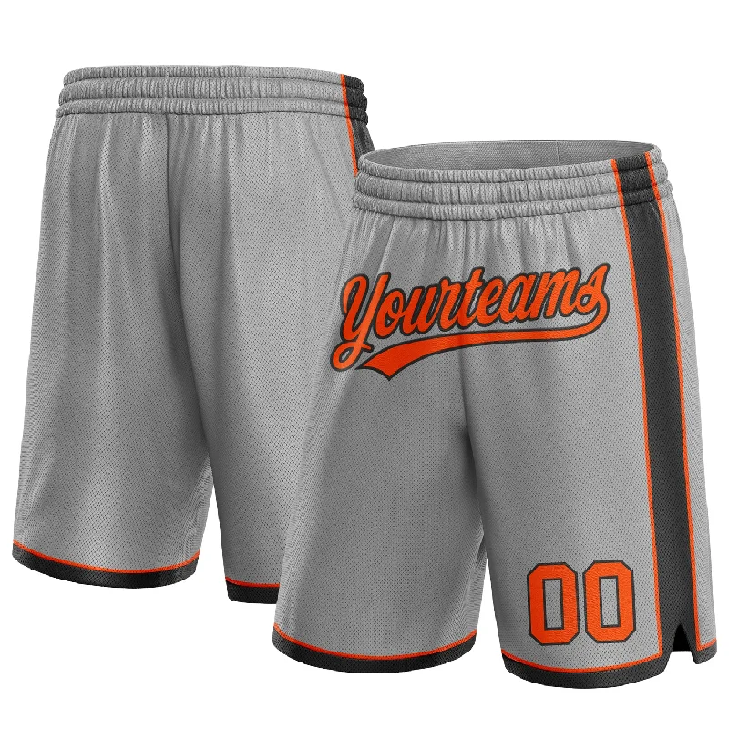 Men's basketball shorts padded liner -Custom Gray Orange-Black Authentic Basketball Shorts