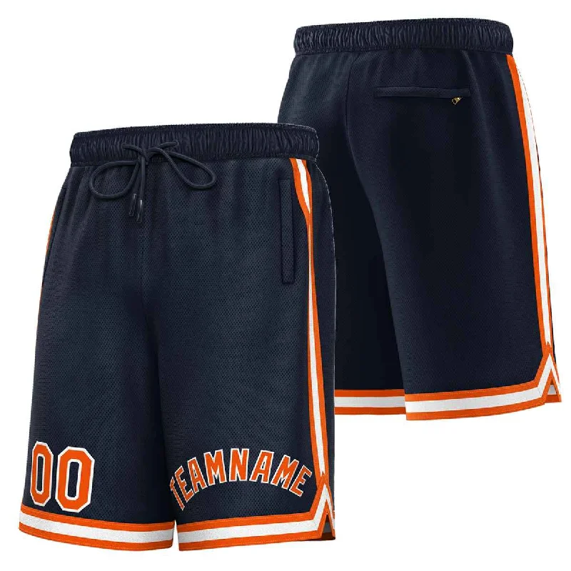 Men's basketball shorts fast-dry sale -Custom Navy Orange-White Sport Basketball Shorts