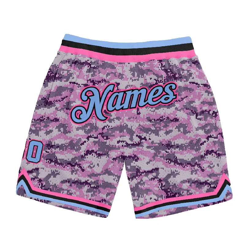 Men's basketball shorts sportswear staple -Custom Camo Light Blue-Pink Authentic Salute To Service Basketball Shorts