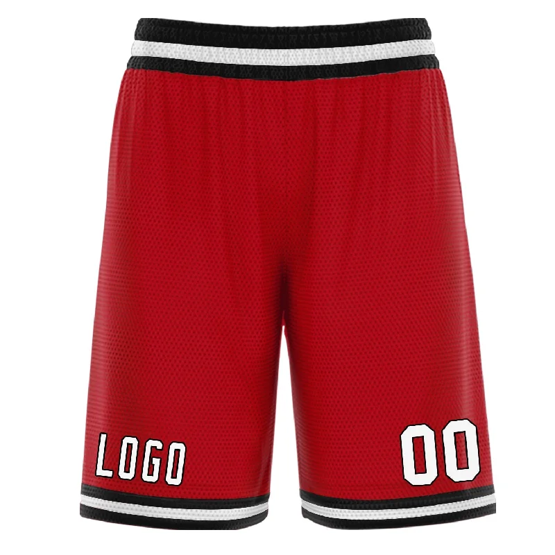 Men's basketball shorts sportswear staple -Custom Red Black White Basketball Shorts