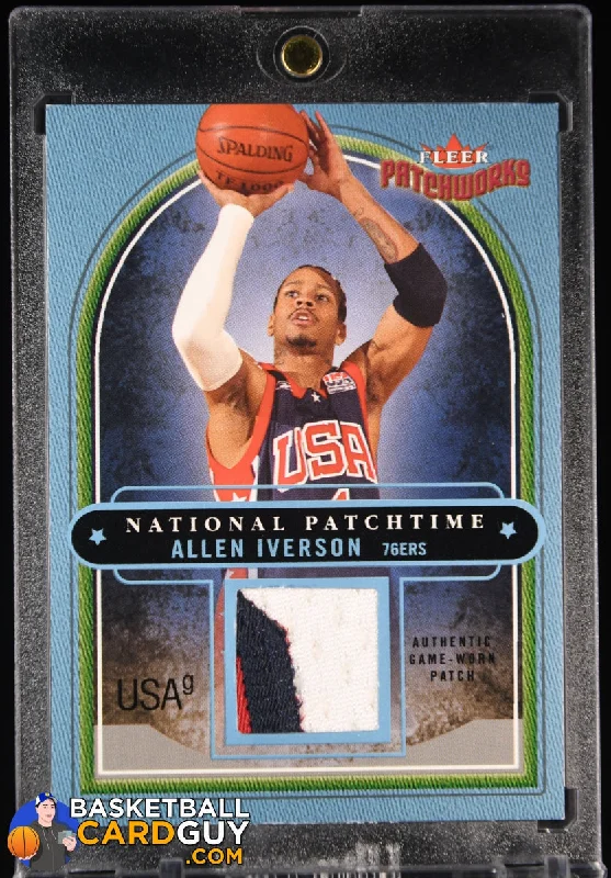 Basketball jerseys pro-play -Allen Iverson 2003-04 Fleer Patchworks National Patchtime Jerseys USA Patches #AI USA #/75