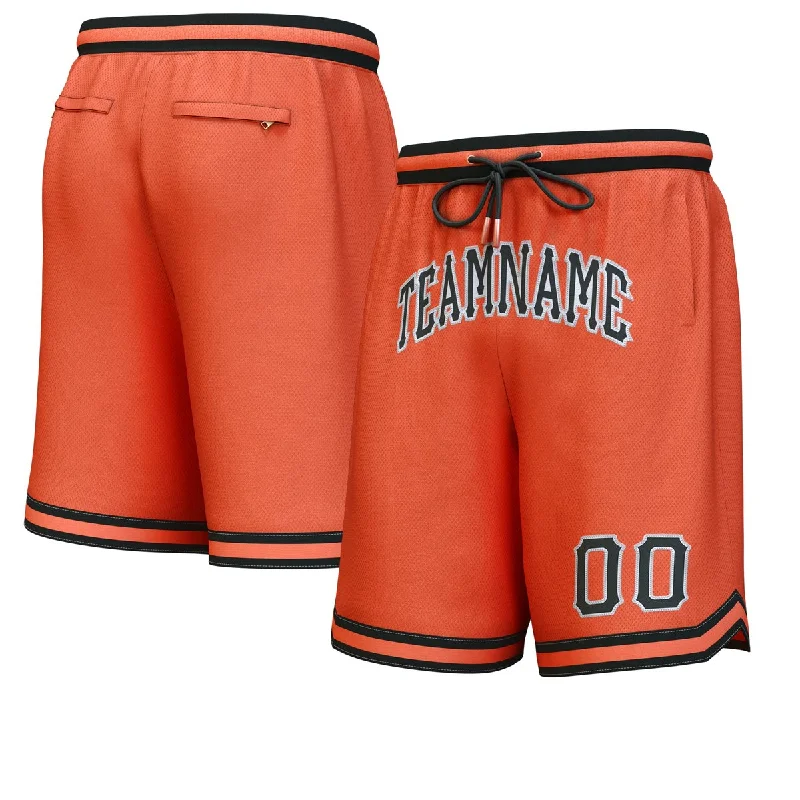 Men's basketball shorts performance collection -Custom Orange Black-White Personalized Basketball Shorts