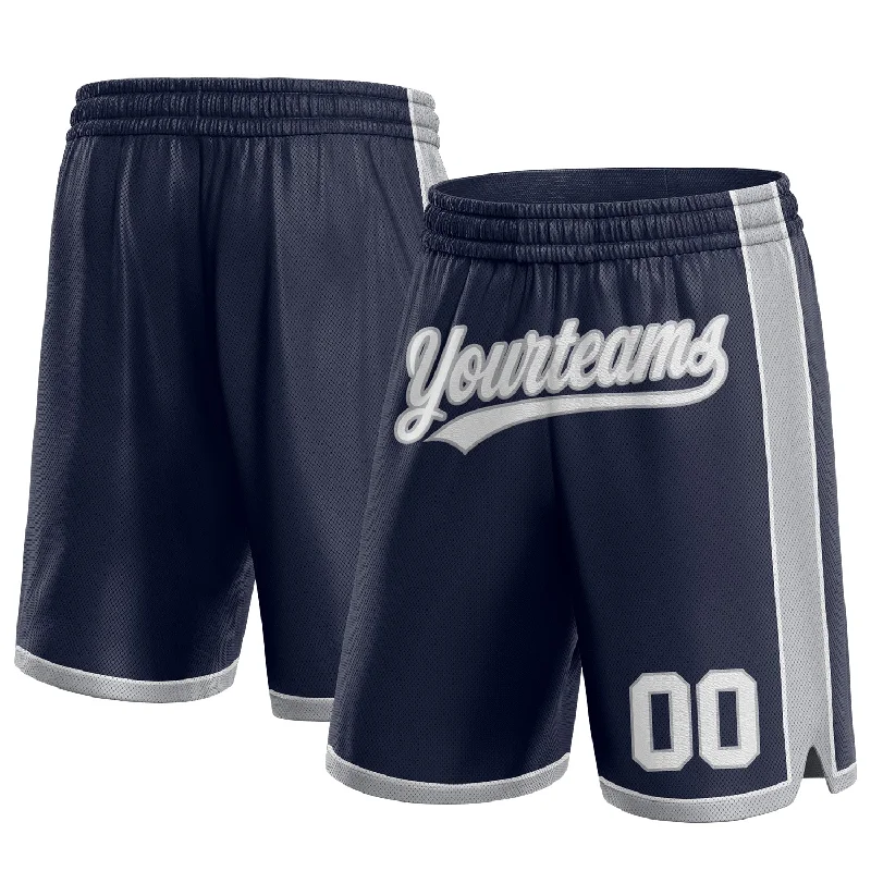 Men's basketball shorts official apparel -Custom Navy White-Gray Authentic Basketball Shorts