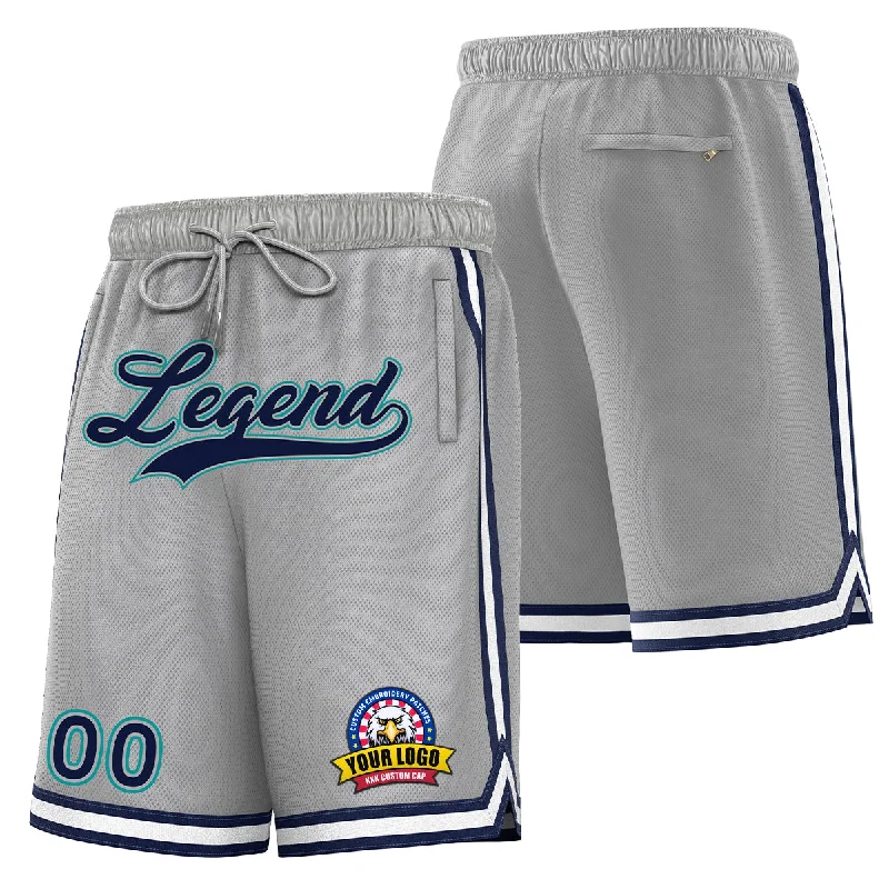 Men's basketball shorts athletic fit -Custom Gray Teal Basketball Shorts