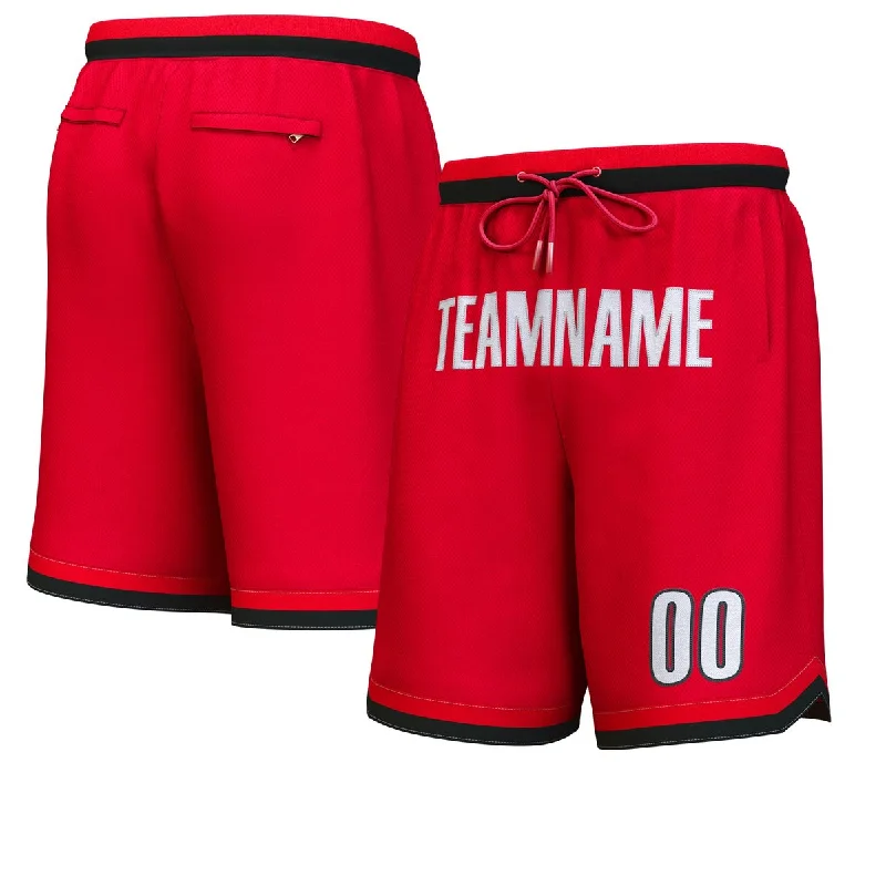 Men's basketball shorts sweat-proof tech -Custom Red White Personalized Basketball Shorts