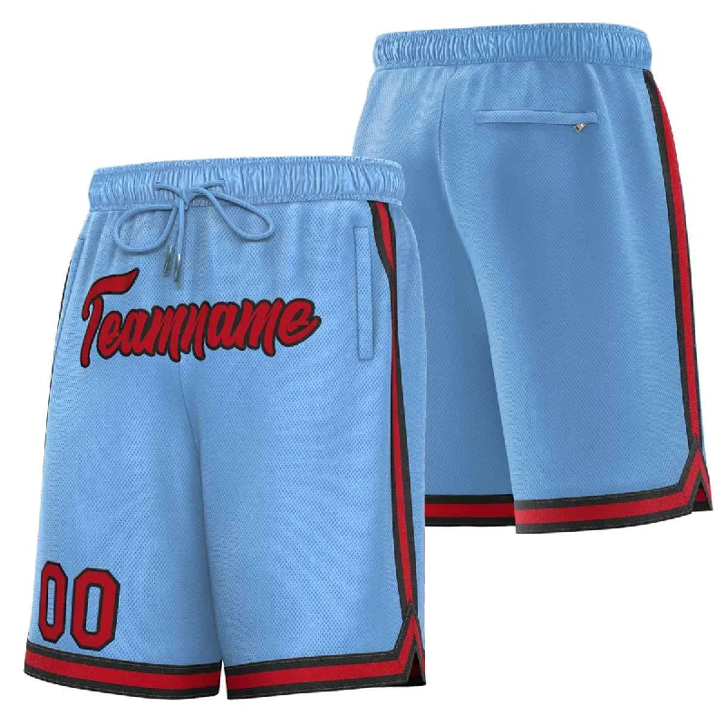 Men's basketball shorts bespoke shorts -Custom Powder Blue Maroon-Black Sport Basketball Shorts