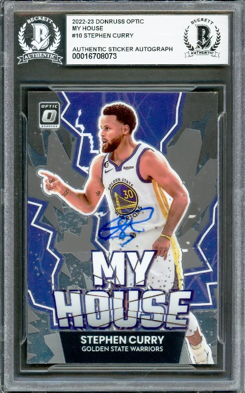 Basketball cards first-round-rare -Stephen Curry Autographed 2022-23 Donruss Optic My House Card #10 Golden State Warriors Beckett BAS #16708073