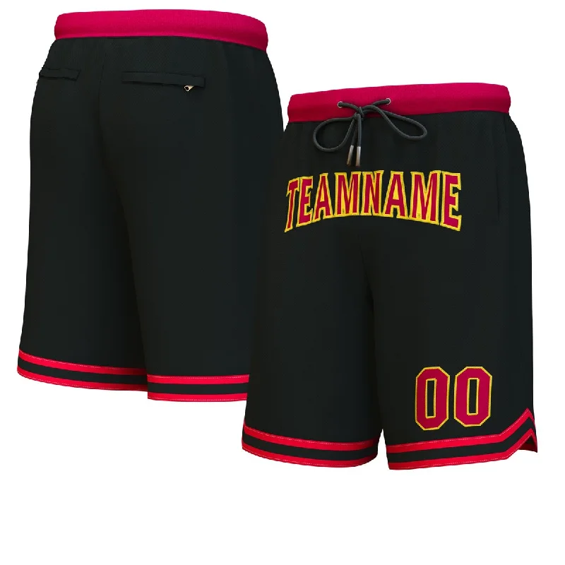 Basketball socks team-game -Custom Black Maroon-Yellow Personalized Basketball Shorts