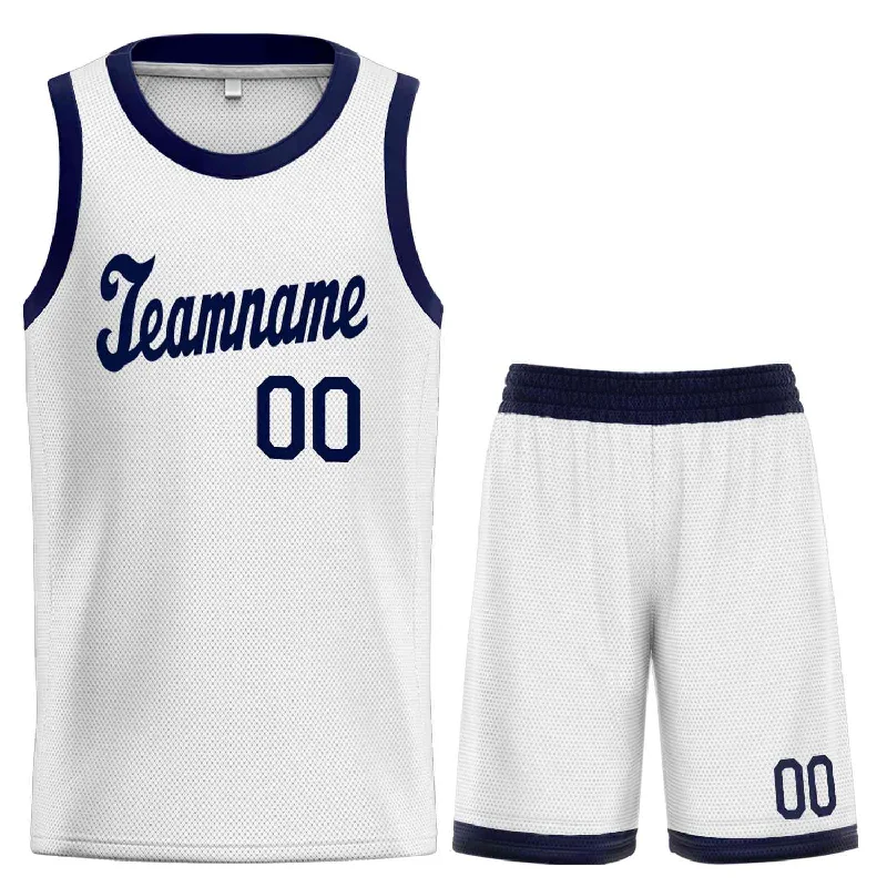 Basketball jerseys mesh -Custom White Navy Classic Sets Sports Uniform Basketball Jersey