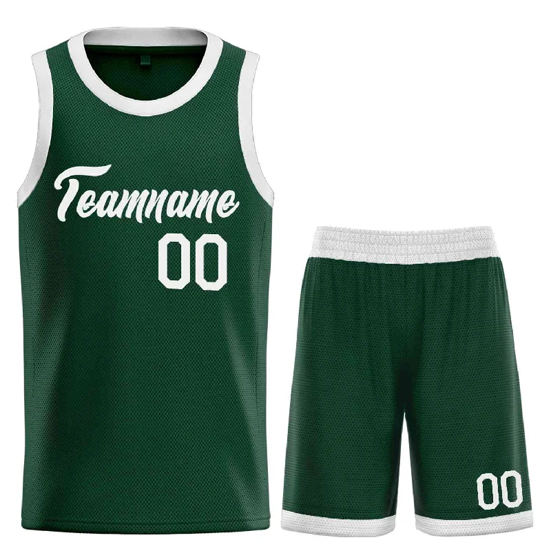 Basketball jerseys functional -Custom Hunter Green White Heal Sports Uniform Classic Sets Basketball Jersey