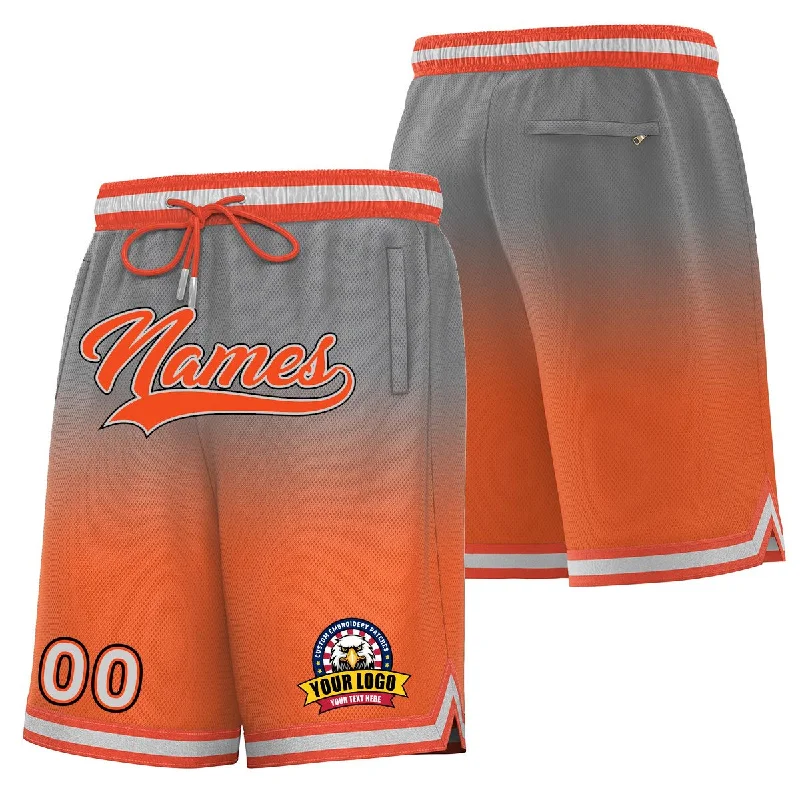 Basketball socks crew -Custom Gray Orange Personalized Gradient Fashion Basketball Shorts