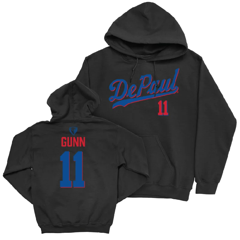 Men's basketball hoodie lightweight outfit -DePaul Men's Basketball Black Script Hoodie - CJ Gunn | #11